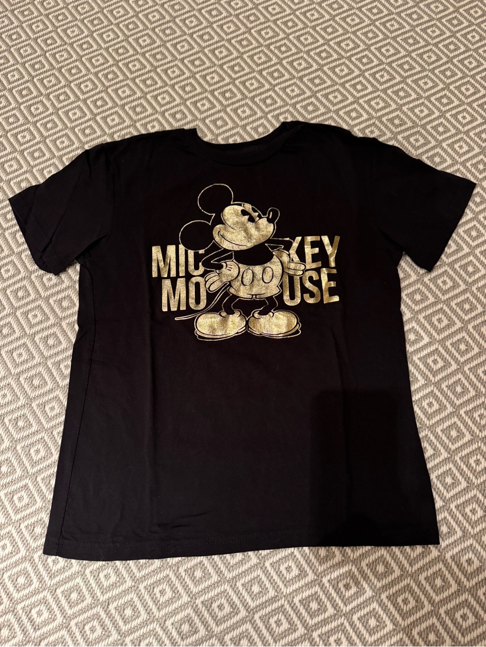 Disney Black T-Shirt with Gold Mickey Mouse Graphic